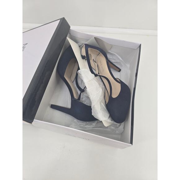 Nine West Nina Su Navy Suede Pumps Size 7.5 Medium With Box - Picture 4 of 8